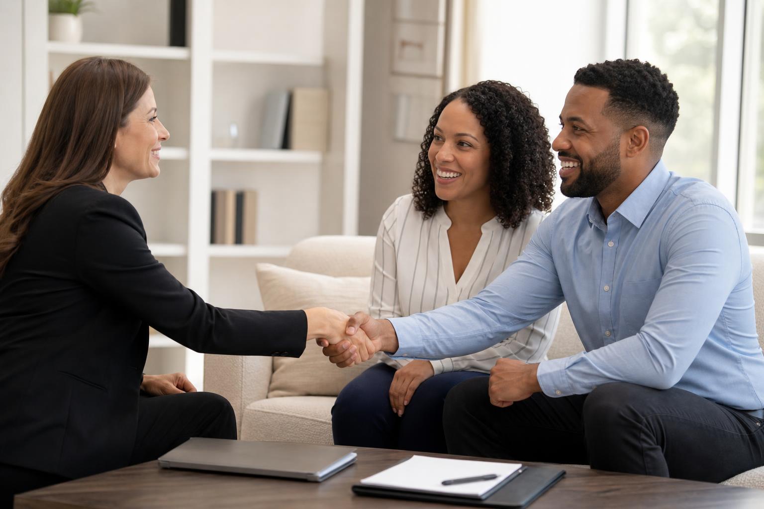 Attorney meeting with clients