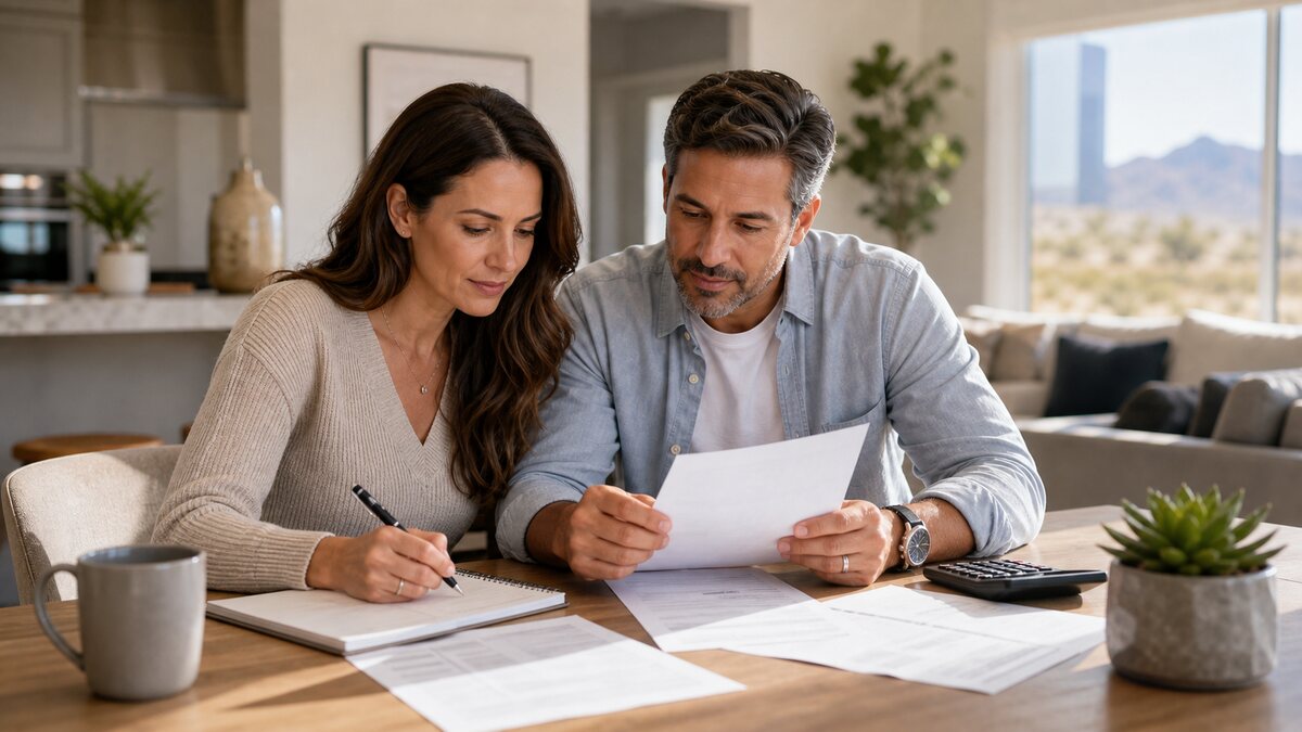Nevada residents writing bankruptcy questions at home