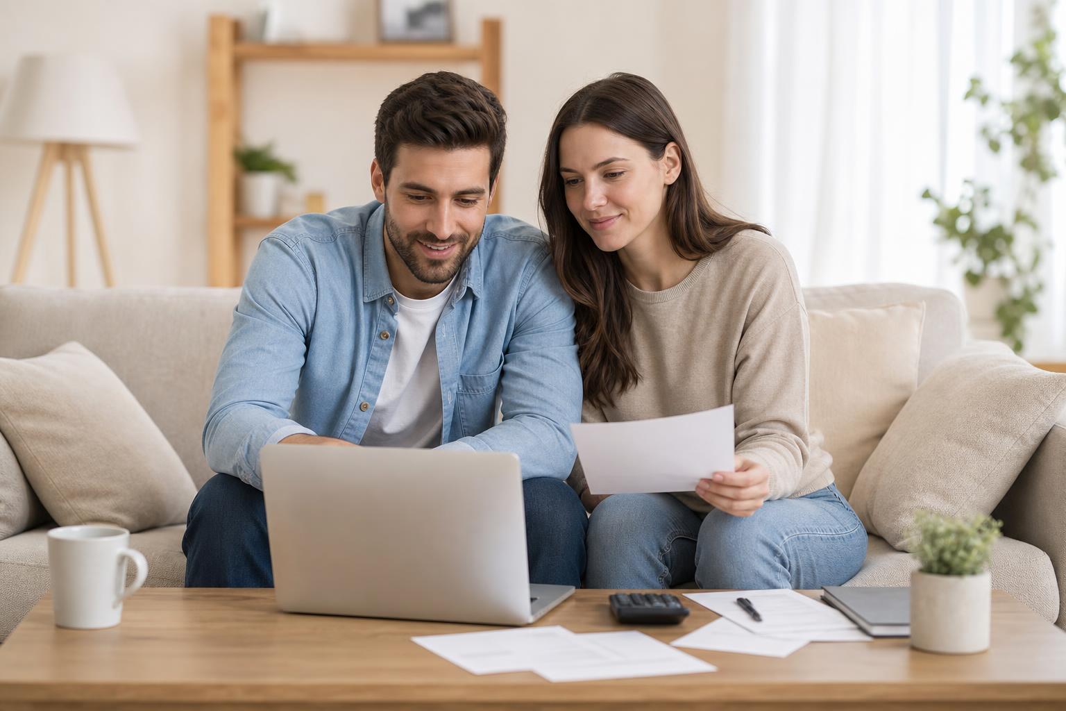 Couple reviewing a bankruptcy guide at home